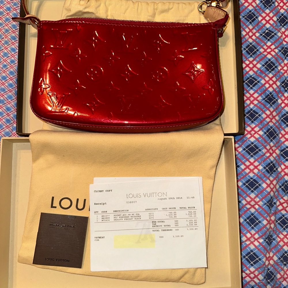 Louis Vuitton Red Vernis Pochette. Retired. $980
